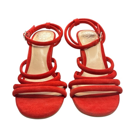 VINCE CAMUTO | Kaniana Red Suede Strappy Heels | 7.5 - Picture 12 of 13